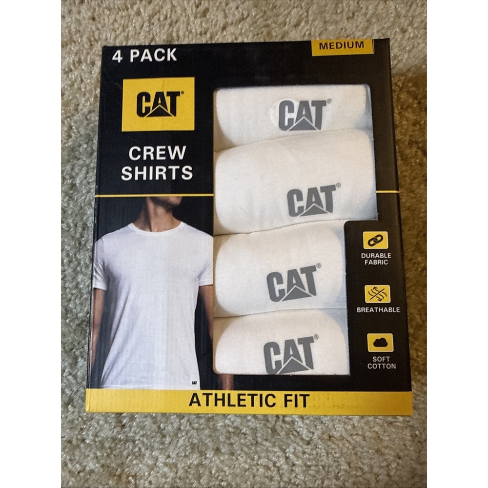 CATERPILLAR Size Medium White 4 Pack Athletic Crew Neck T-shirts New